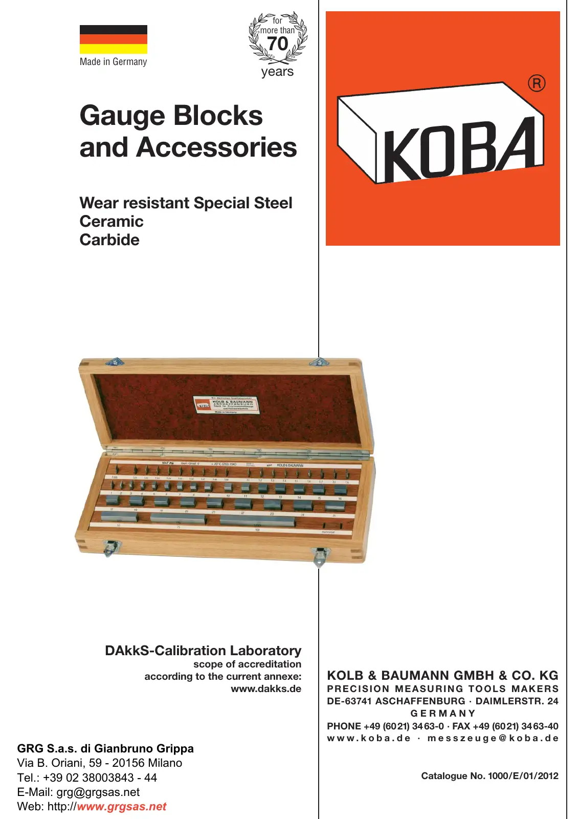 Catalogo KOBA-Gauge Blocks and accessories